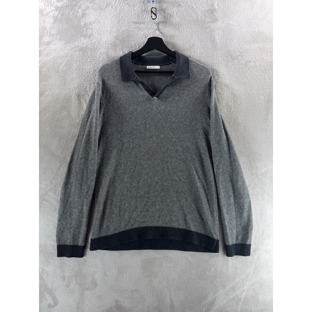 MARINE LAYER Liam Sweater‎ Polo Mens Size Small Gray Knit Long Sleeve Casual
